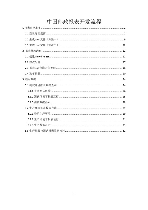 中国邮政报表开发流程