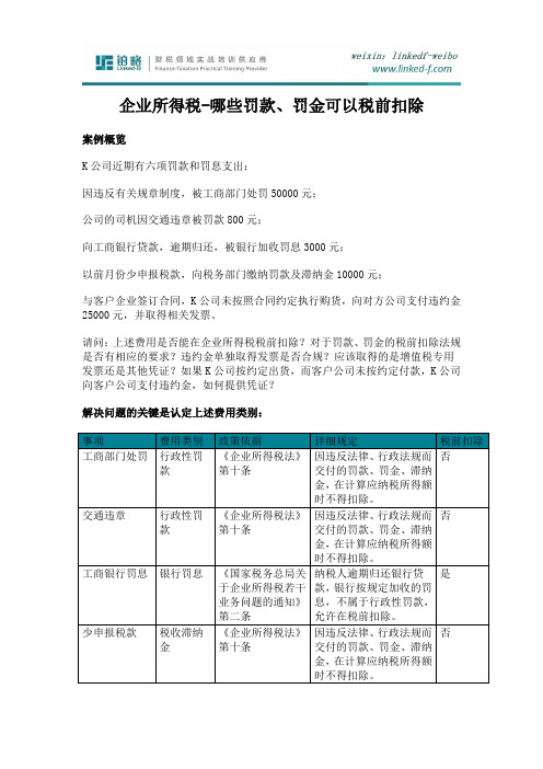 企业所得税-哪些罚款、罚金可以税前扣除