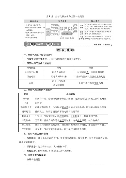 2021版高考地理(人教版)一轮复习教师用书：第9讲 全球气候变化和世界气候类型 