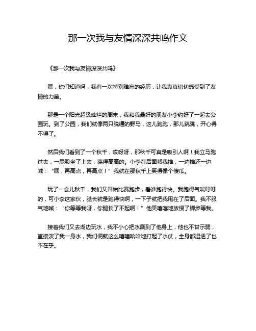 那一次我与友情深深共鸣作文