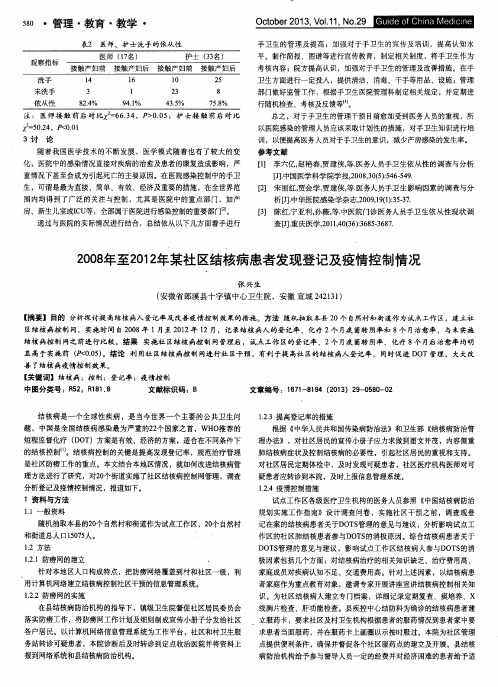 2008年至2012年某社区结核病患者发现登记及疫情控制情况