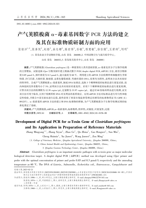 产气荚膜梭菌α-毒素基因数字PCR方法的建立及其在标准物质研制方面的应用