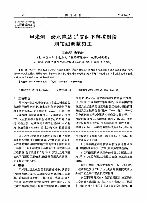 甲米河一级水电站1^#支洞下游控制段洞轴线调整施工