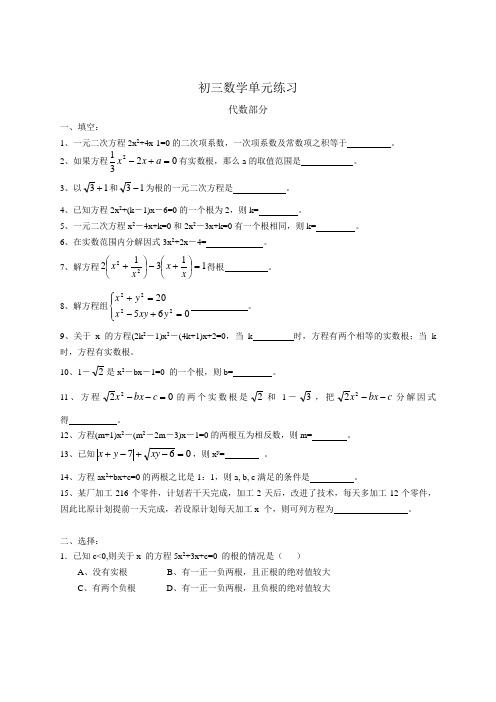 初三数学总复习(试卷)