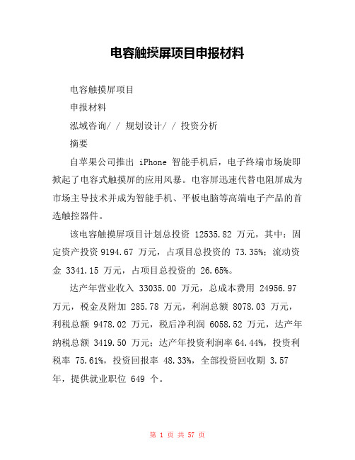 电容触摸屏项目申报材料