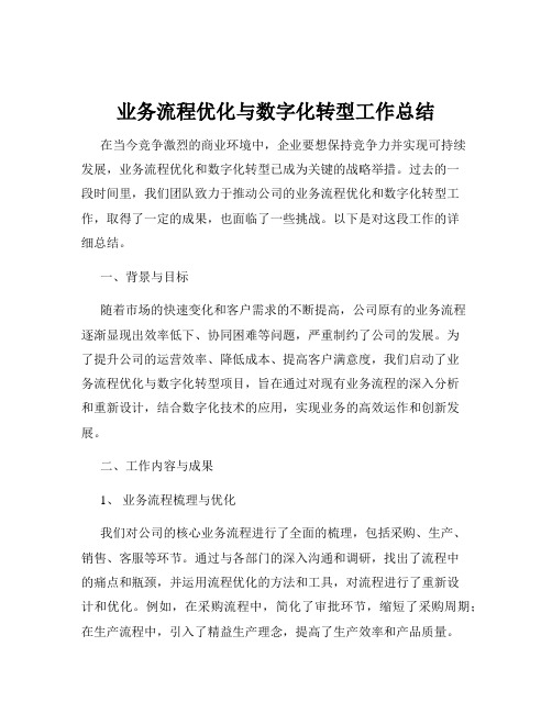 业务流程优化与数字化转型工作总结