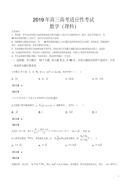 精品解析：【全国百强校】江西省南昌市南昌外国语学校2019届高三高考适应性测试理科数学试题(解析版)