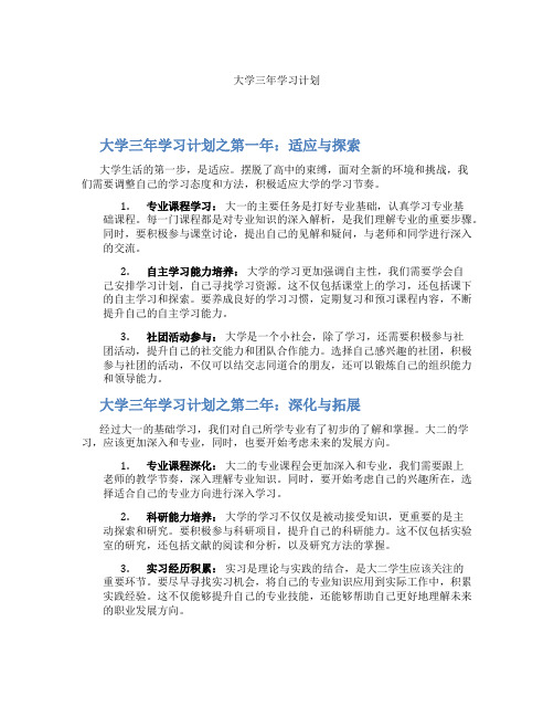 大学三年学习计划