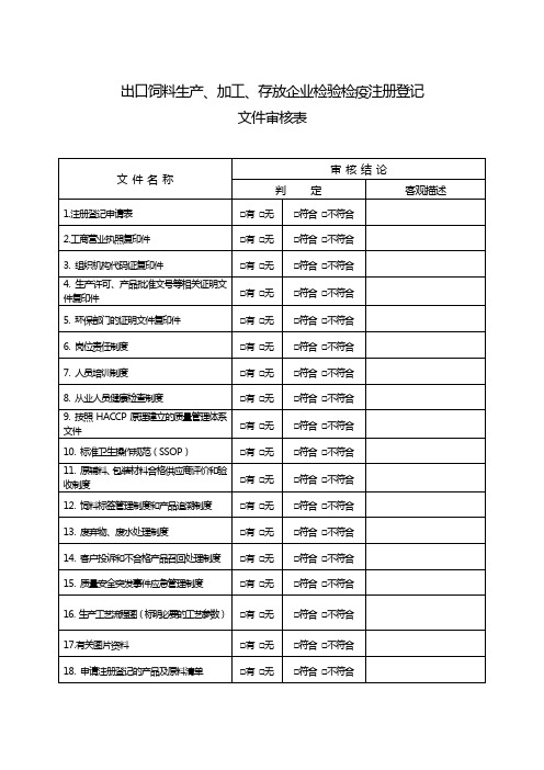 出口饲料生产、加工、存放企业检验检疫注册登记..doc