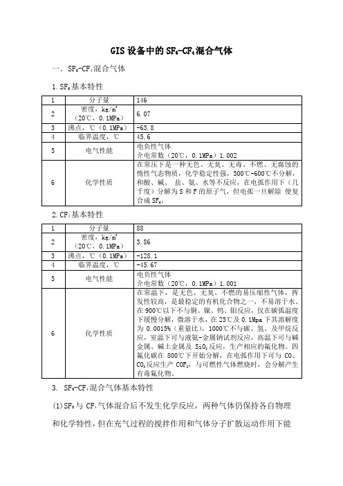 GIS设备中的SF6-CF4混合气体