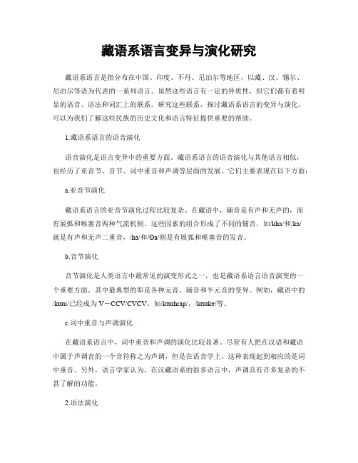 藏语系语言变异与演化研究