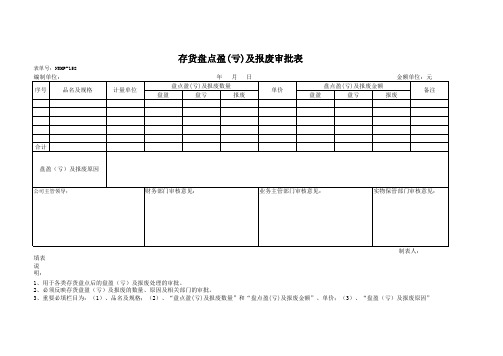 存货盘点盈(亏)及报废审批表