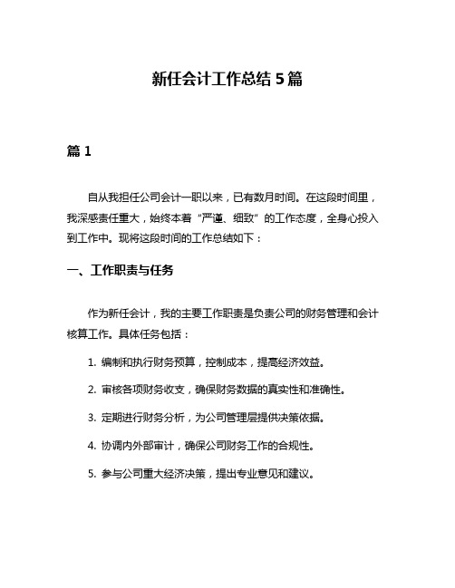 新任会计工作总结5篇