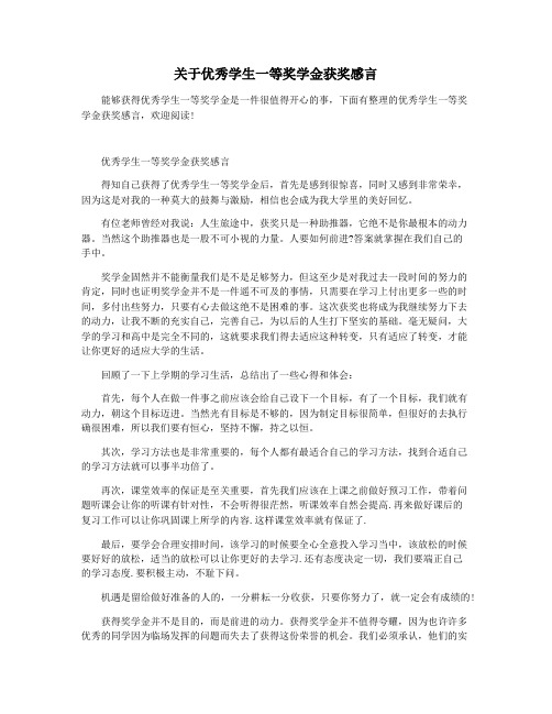 关于优秀学生一等奖学金获奖感言