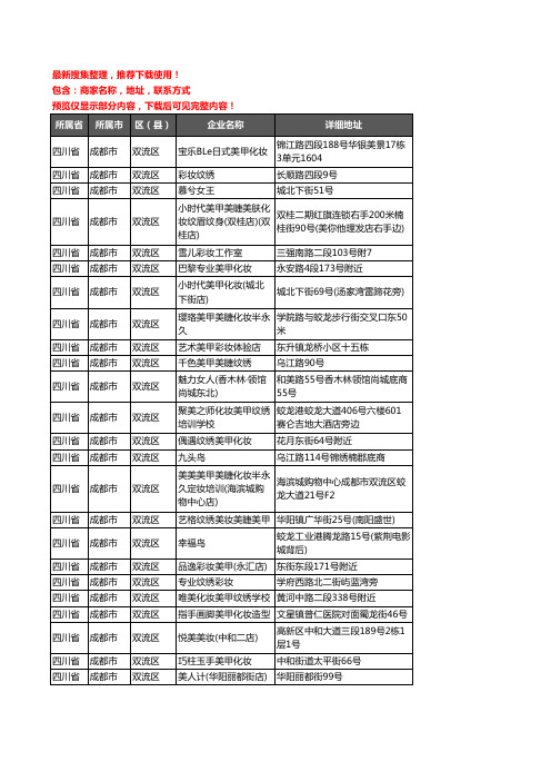 新版四川省成都市双流区彩妆美甲企业公司商家户名录单联系方式地址大全38家