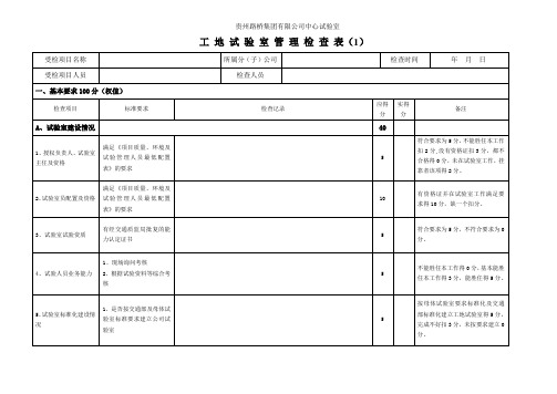 工地试验室管理检查表