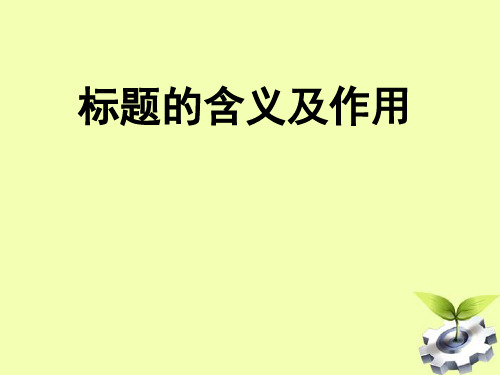 一轮复习《标题的含义及作用》课件20张