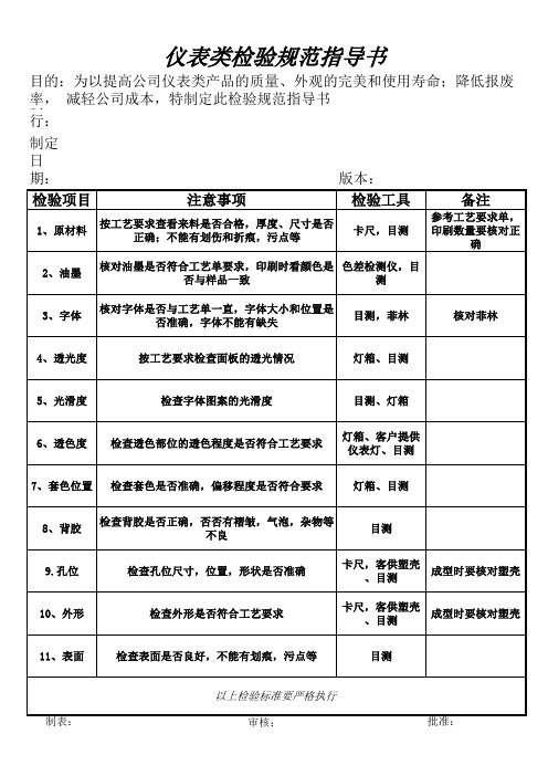 仪表类检验规范