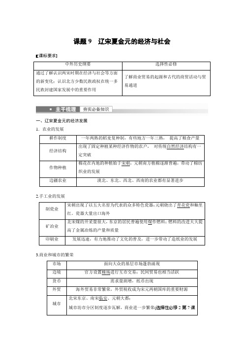 2023年高考历史一轮复习(部编版新高考) 第4讲 课题9 辽宋夏金元的经济与社会