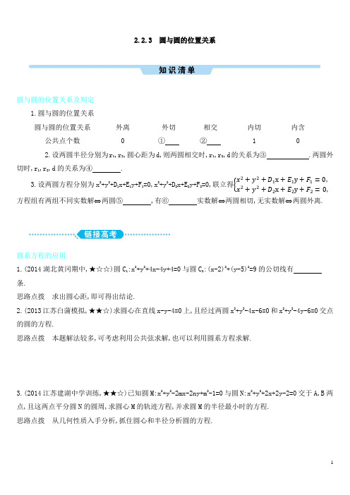 高中数学圆与圆的位置关系总结练习含答案解析S