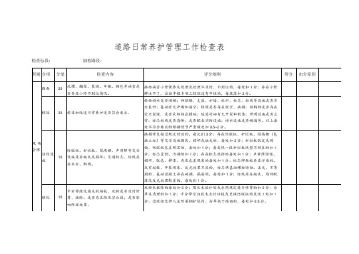 道路日常养护管理工作检查表(模板)