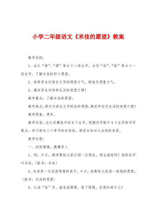 小学二年级语文《米佳的愿望》教案