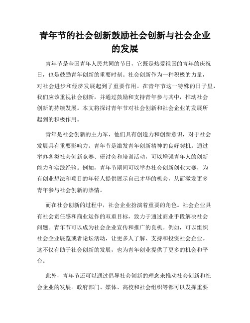 青年节的社会创新鼓励社会创新与社会企业的发展