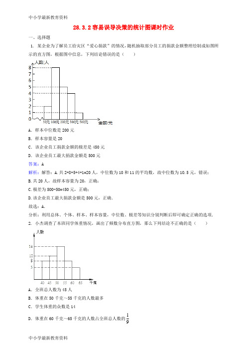 【中小学资料】九年级数学下册 28.3.2 容易误导决策的统计图课时作业(含解析)(新版)华东师大版