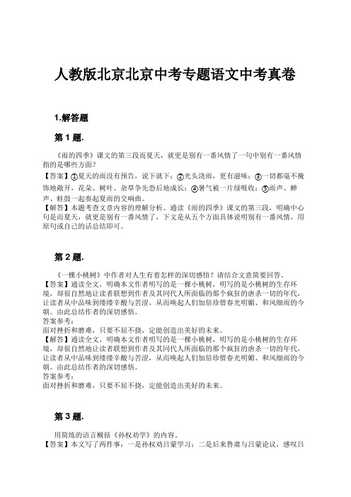 人教版北京北京中考专题语文中考真卷试卷及解析