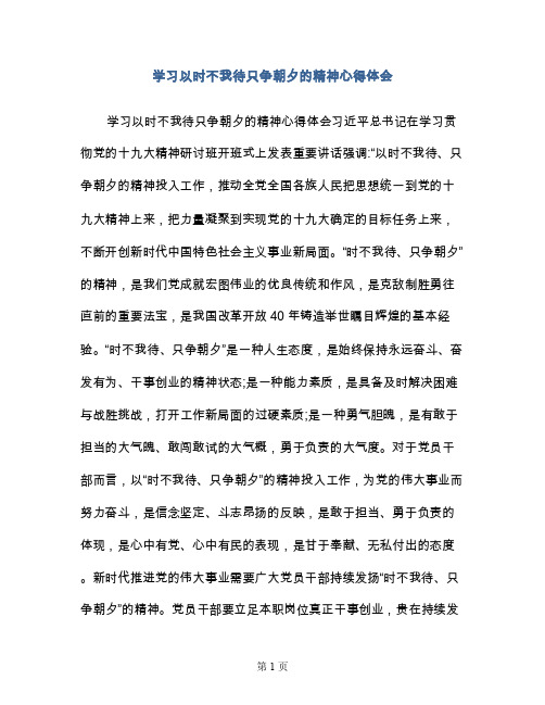 学习以时不我待只争朝夕的精神心得体会