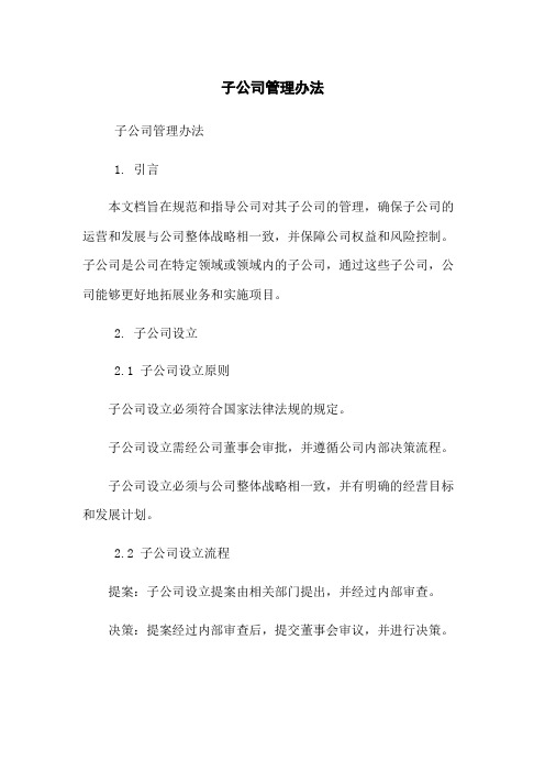 子公司管理办法