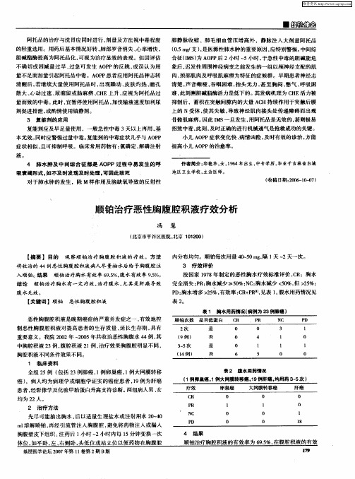 顺铂治疗恶性胸腹腔积液疗效分析