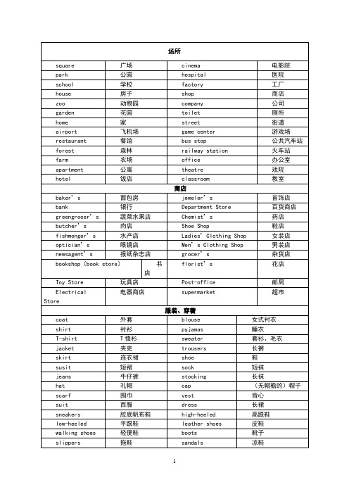 小升初必背1000个英语单词