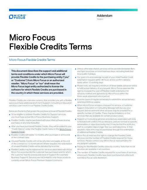 Micro Focus Flexible Credits 使用说明说明书