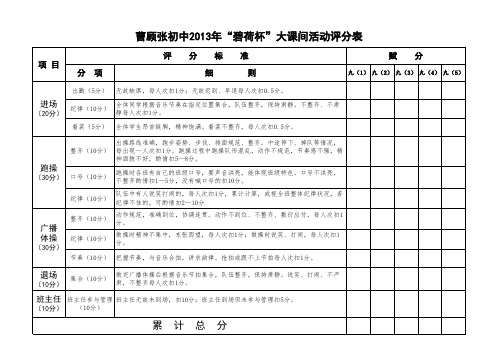 大课间活动评分表