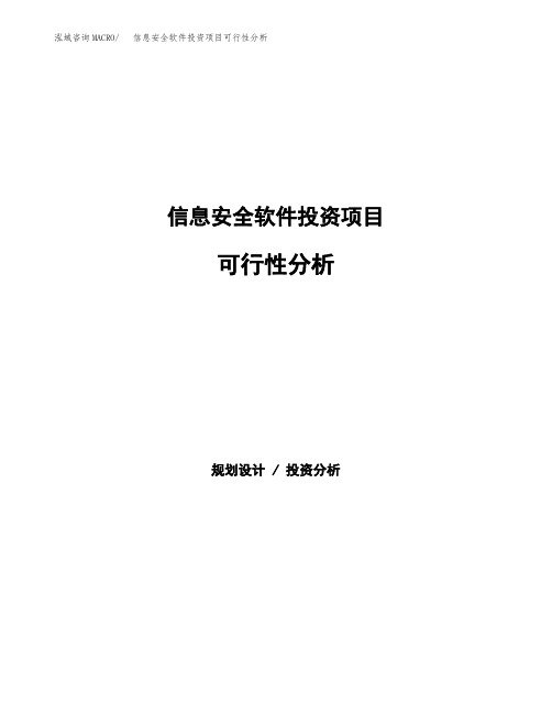 信息安全软件投资项目可行性分析