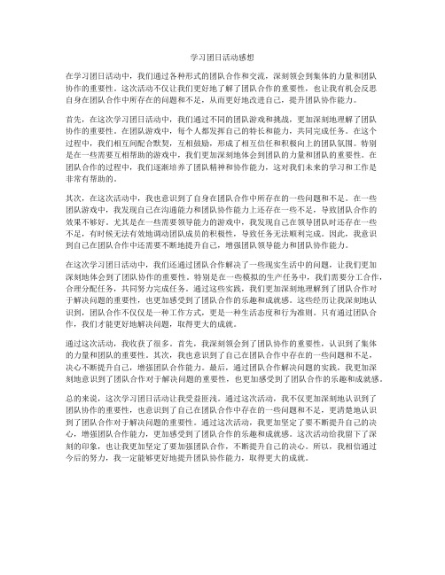 学习团日活动感想