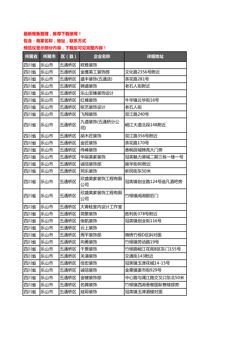 新版四川省乐山市五通桥区装修公司企业公司商家户名录单联系方式地址大全30家