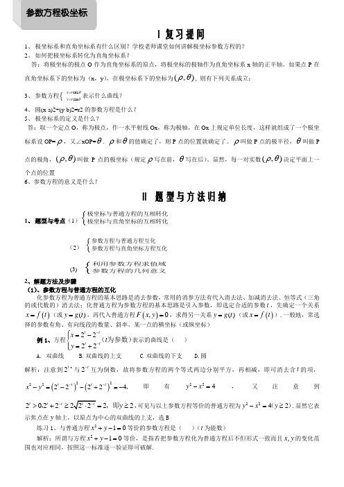 极坐标与参数方程题型及解题方法(1)