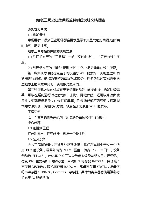 组态王,历史趋势曲线控件例程说明文档概述