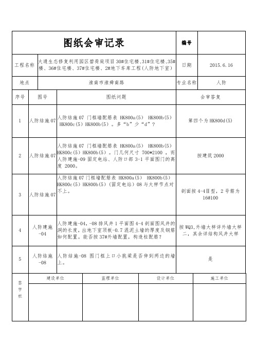 人防图纸会审记录