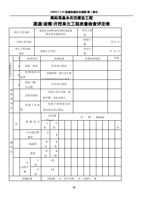 高标准基本农田建设项目单元工程质量评定表