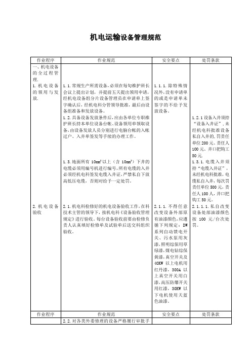 机电运输设备管理规范