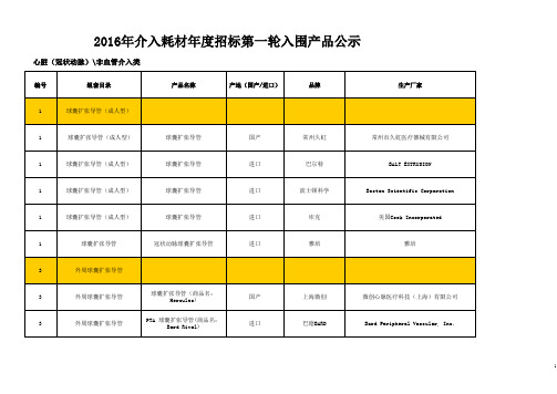 介入耗材-心脏和非血管介入类入围公示