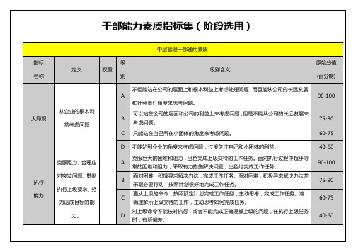 公司干部素质能力评价指标集(总的)