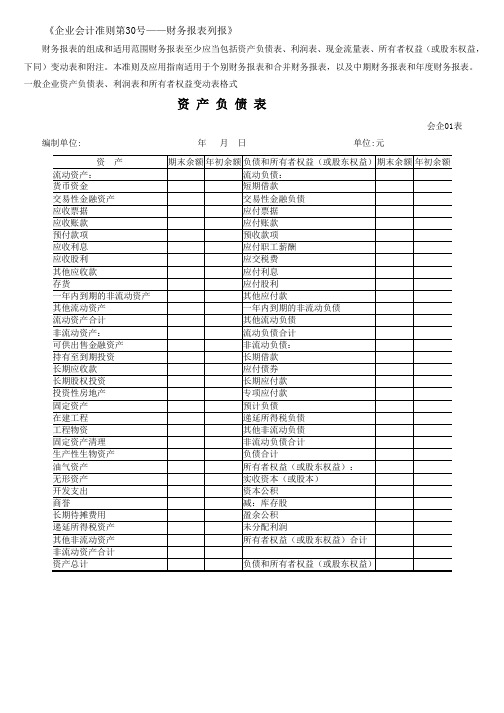 新会计准则全套报表模板