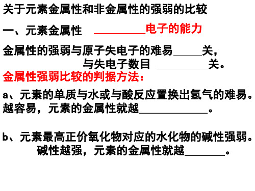 元素金属性及非金属性比较