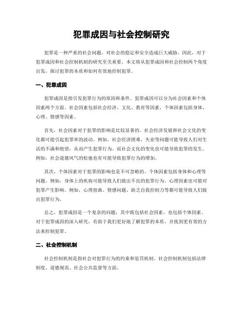 犯罪成因与社会控制研究