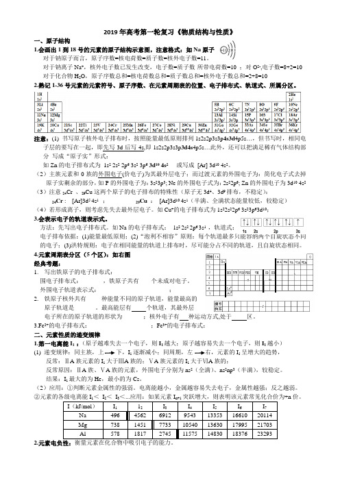 物质结构和性质知识点归纳习题含答案完美版本