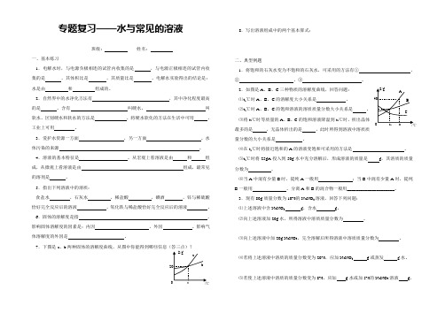 初中化学专题复习(3)——水与常见的溶液